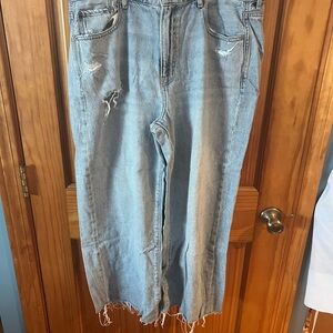American Eagle Outfitters Light Blue Distressed Flare Jeans